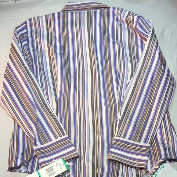 Jones New York Purple and Brown Casual Button Down Shirt - Picture 6 of 12